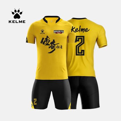 KELME Custom Men's Football Uniforms Soccer Jerseys Men Tracksuit Sportswear Short Sleeves Jersey Soccer Shorts Suit 3801099