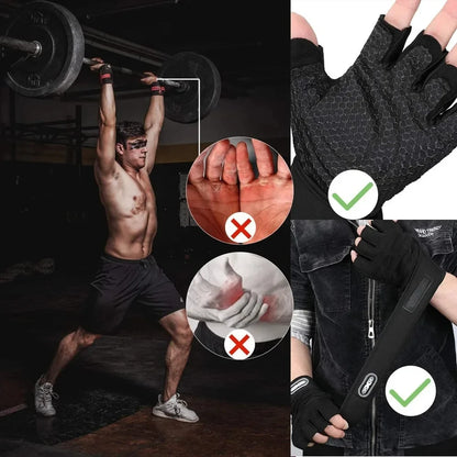 Fitness Half Finger Gloves Men Women Weight Lifting Gloves with Wrist Support Riding Non Slip Horizontal Bar Exercise Training