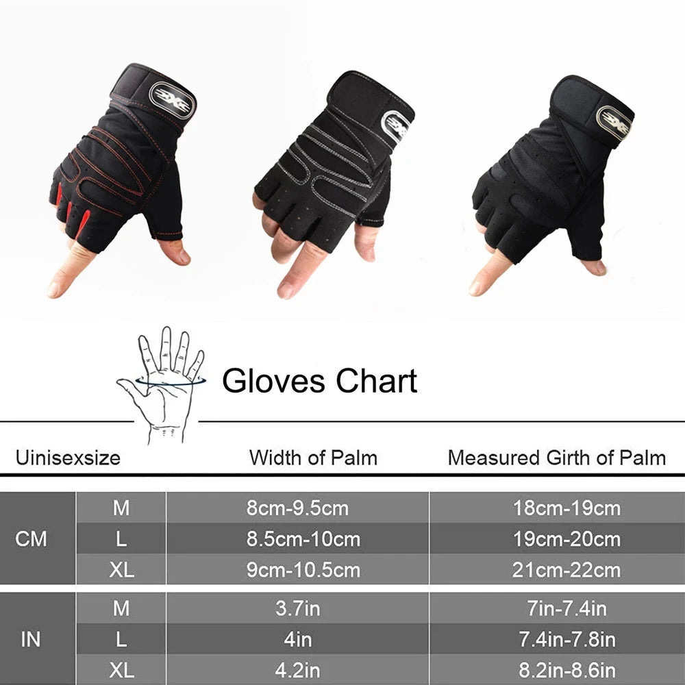 Fitness Half Finger Gloves Men Women Weight Lifting Gloves with Wrist Support Riding Non Slip Horizontal Bar Exercise Training