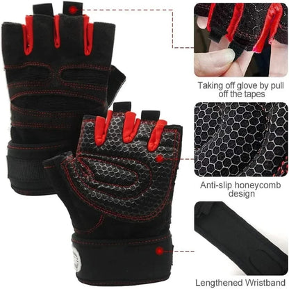 Fitness Half Finger Gloves Men Women Weight Lifting Gloves with Wrist Support Riding Non Slip Horizontal Bar Exercise Training