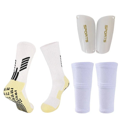 Football Equipment Adults Kids Soccer Shin Guards With Pocket Cover Calf Sleeve Nop Slip Soccer Sock With Football Leg Guards