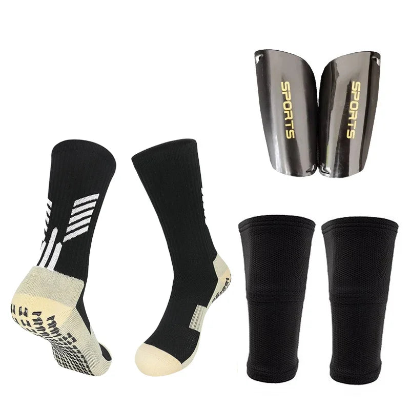 Football Equipment Adults Kids Soccer Shin Guards With Pocket Cover Calf Sleeve Nop Slip Soccer Sock With Football Leg Guards