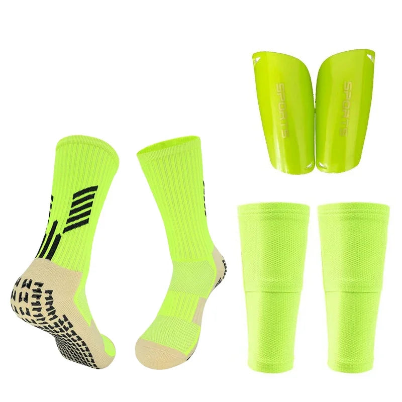 Football Equipment Adults Kids Soccer Shin Guards With Pocket Cover Calf Sleeve Nop Slip Soccer Sock With Football Leg Guards