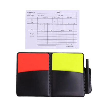 Soccer Referee Record Book Fluorescent Red Yellow Warn Cards Recording Equipment And Leather Football With Pencil Wallet Paper