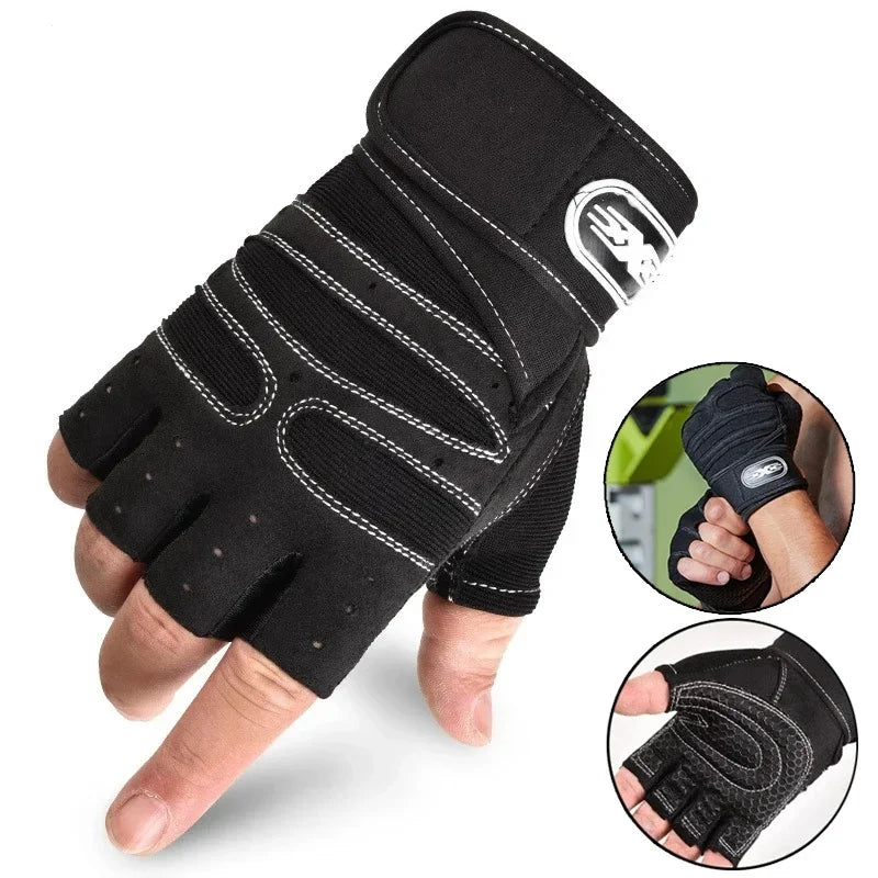 Fitness Half Finger Gloves Men Women Weight Lifting Gloves with Wrist Support Riding Non Slip Horizontal Bar Exercise Training